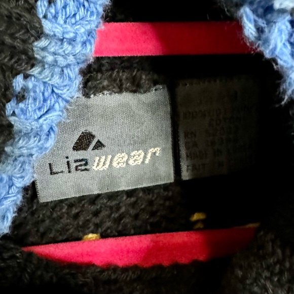 Vintage Black Liz Wear Chucky Cotton Turtleneck Sweater With Colorful Design - Picture 7 of 11